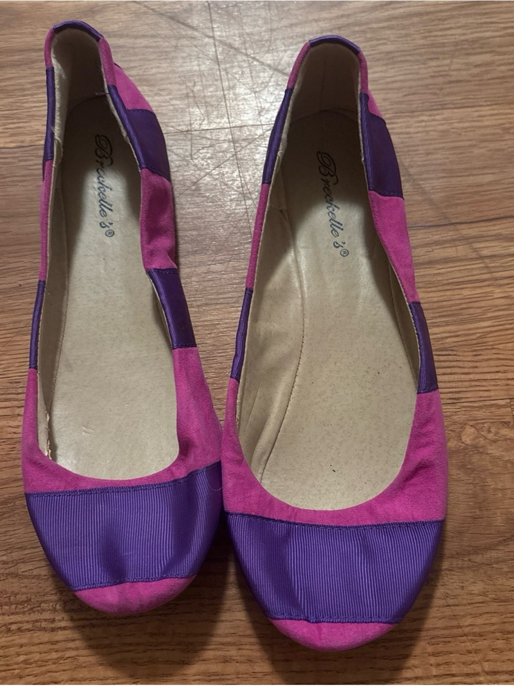 Breckelles Two-Tone Pink and Purple Slip-On Ballet Flats